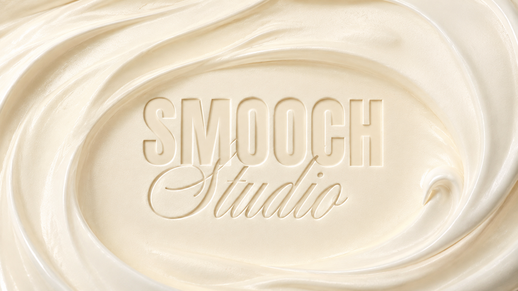 Cream swirl with the Smooch Studio logo embossed into the surface